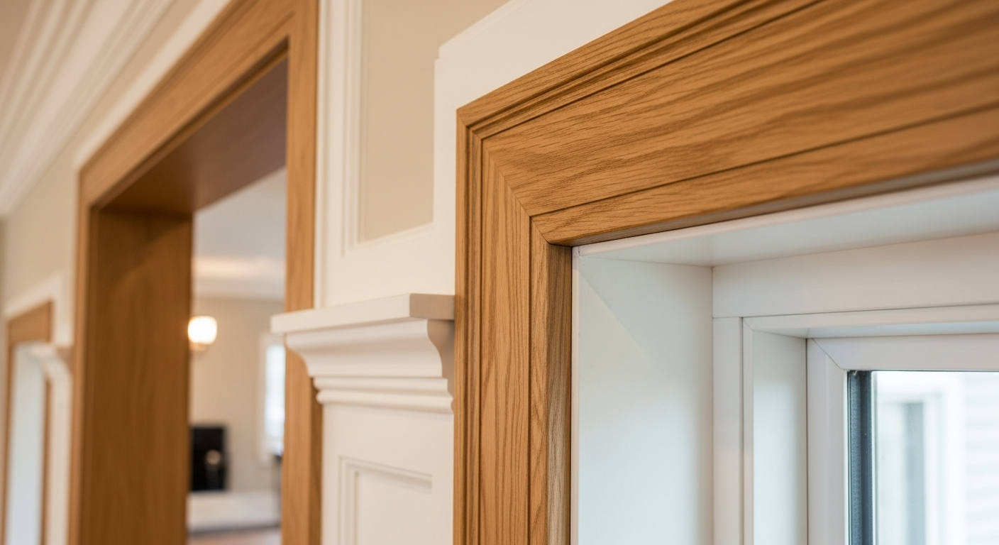 Finished interior trim carpentry photo with crisp millwork detail